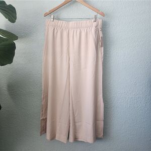 Soft surroundings side zip pock wide leg slit cropped minimalist lagenlook pants